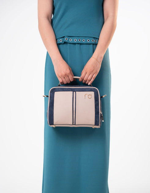 TEXTURED CONTRAST LEATHER CROSSBODY BAG